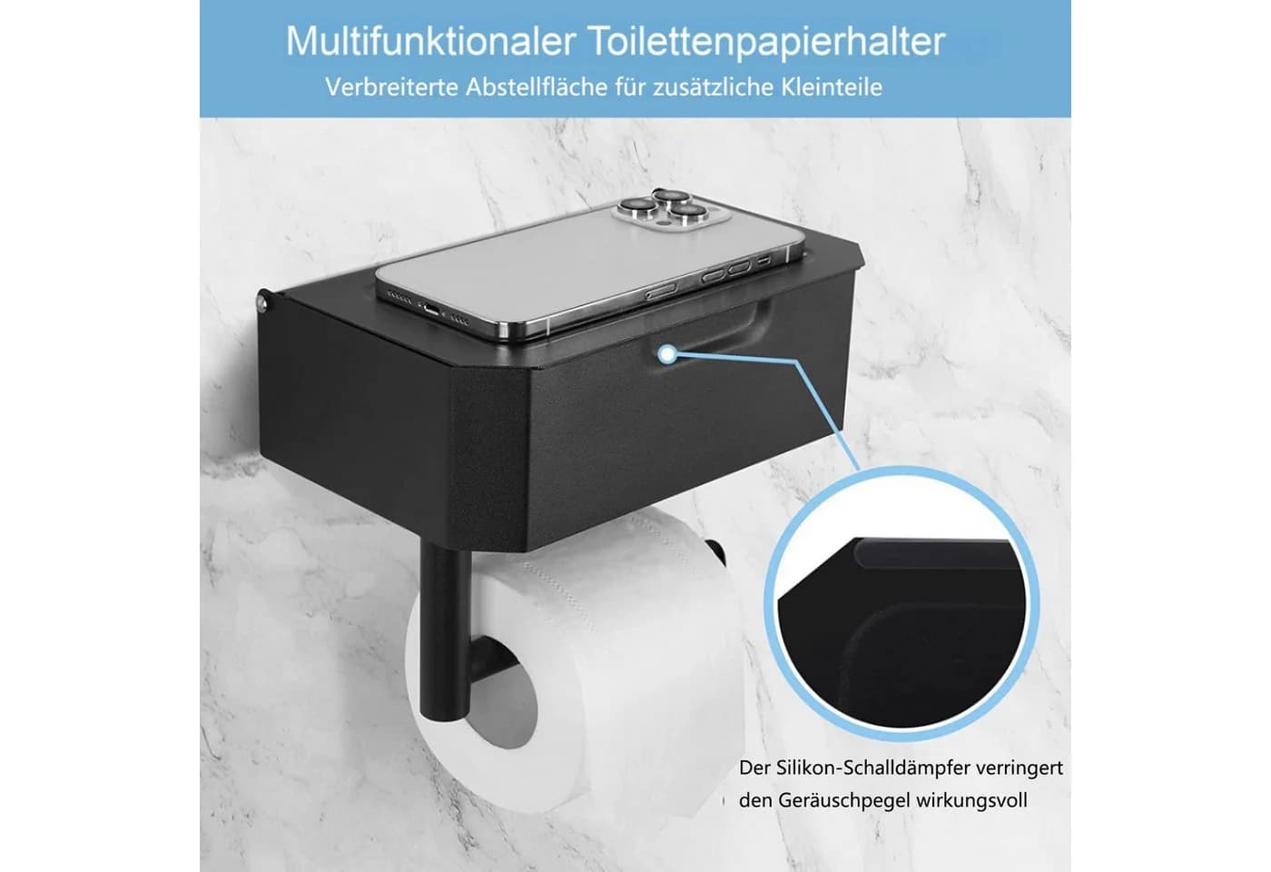 Moderner Toilettenpapierhalter aus Edelstahl, Schwarz - Bild 3
