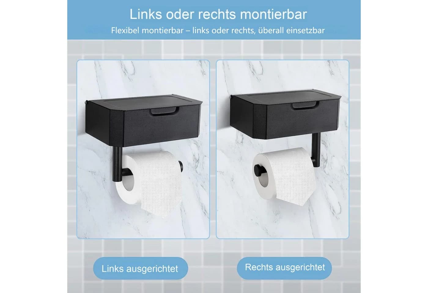 Moderner Toilettenpapierhalter aus Edelstahl, Schwarz - Bild 4