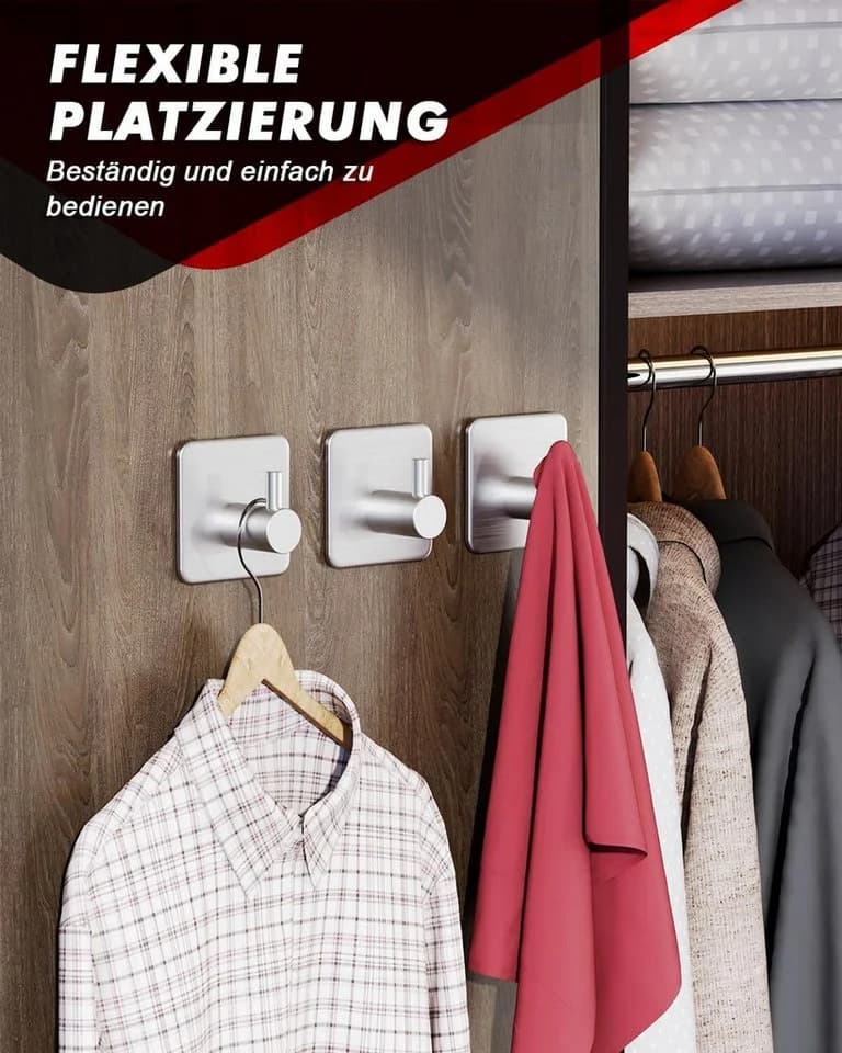 Refined Living Handtuchhaken Selbstklebend Edelstahl Silber - Bild 4