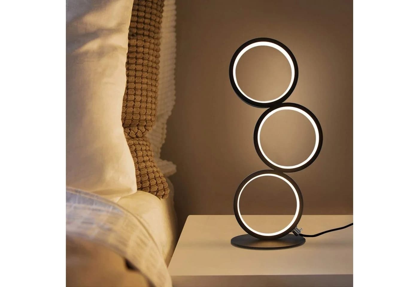 ZMH LED Nachttischlampe Schwarz Dimmbar Aluminium Design