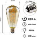 ZMH LED-Leuchtmittel 6x Edison Glühbirne E27 Warmweiß 4W Bild 4