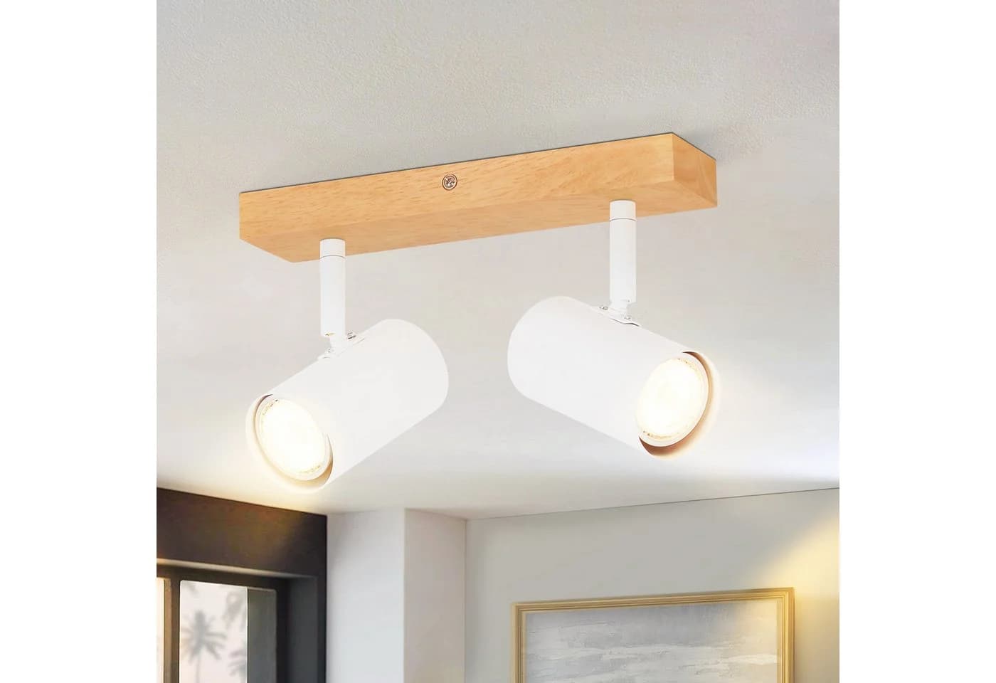 ZMH LED Wandleuchte Innen Deckenlampe Weiß Metall Modern GU10 Fassung 330° Drehbar - Bild 2