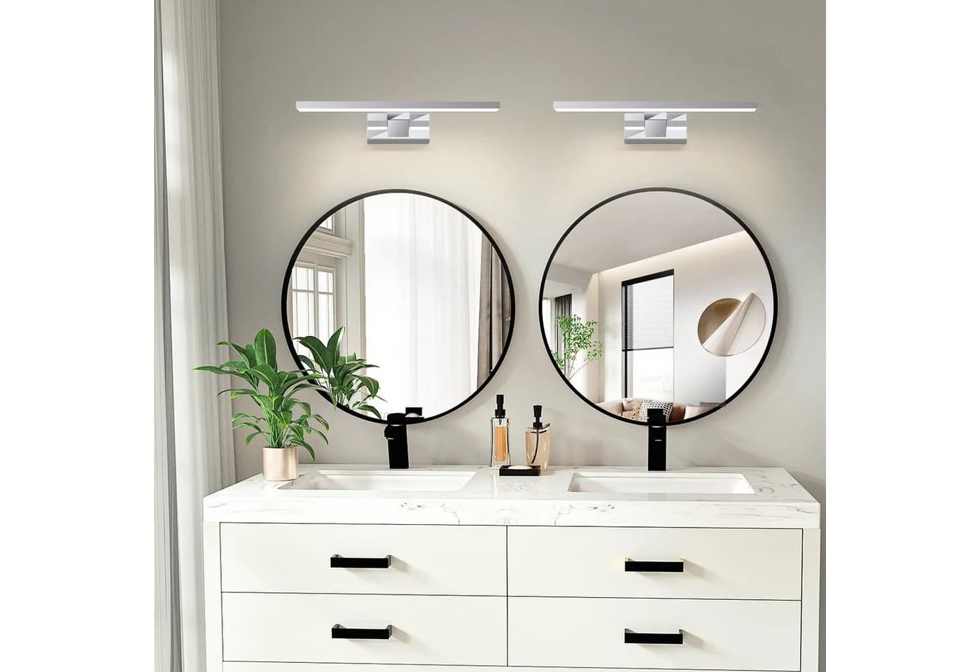 ZMH LED Spiegelleuchte Chrom Modern Augenschutz Wandmontage