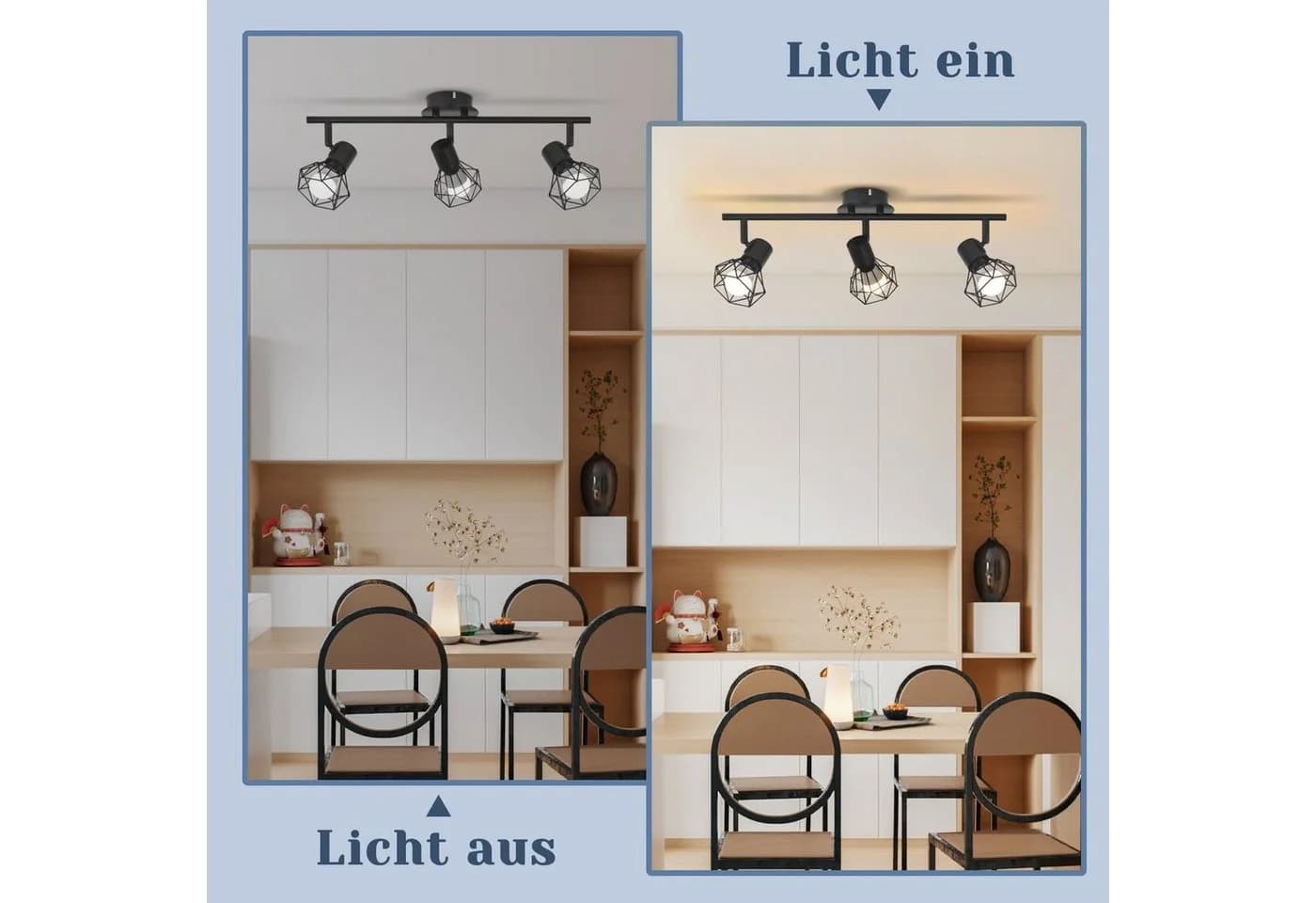 ZMH LED Deckenstrahler 3 Flammig Deckenspots - Weiß/Schwarz Retro Deckenlampe 350° - Bild 3