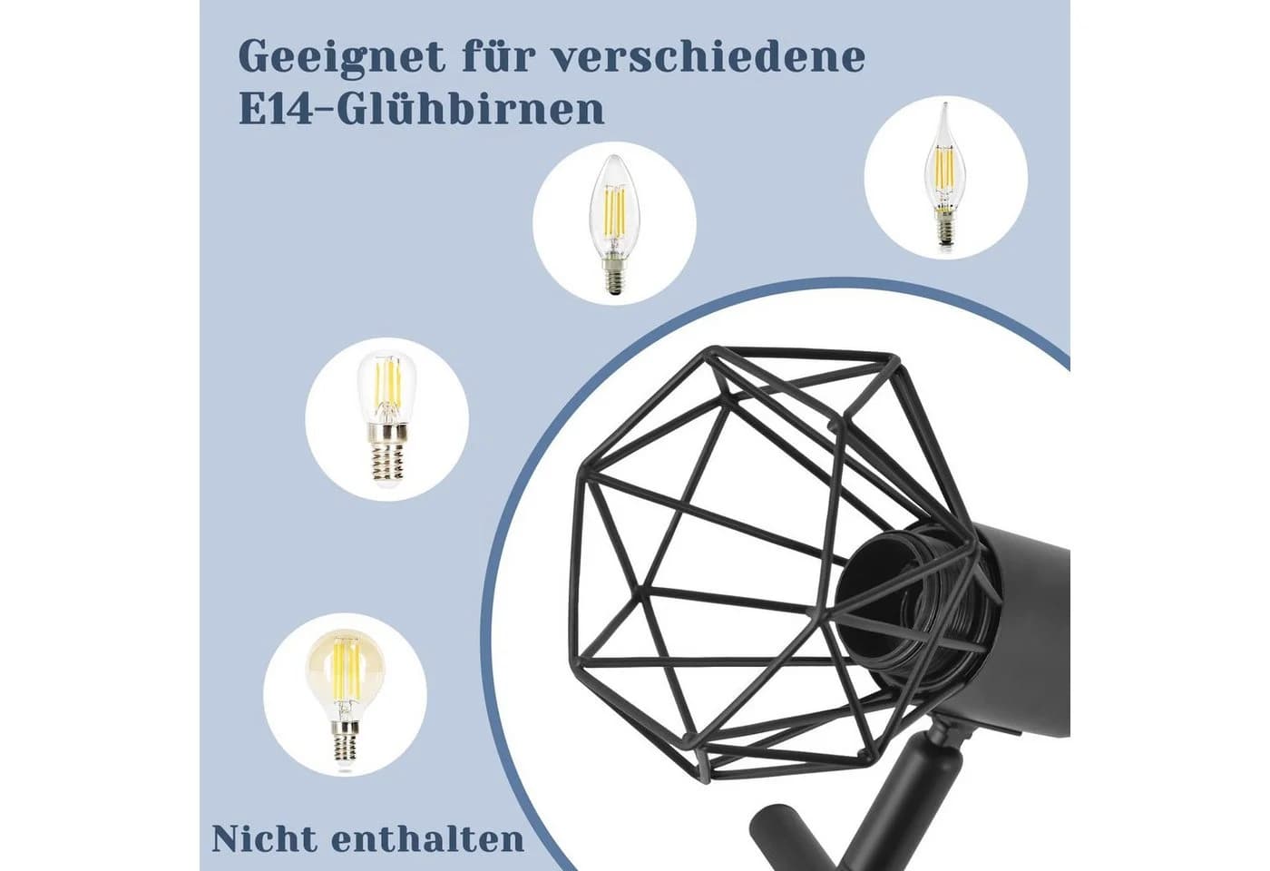ZMH LED Deckenstrahler 3 Flammig Deckenspots - Weiß/Schwarz Retro Deckenlampe 350° - Bild 4