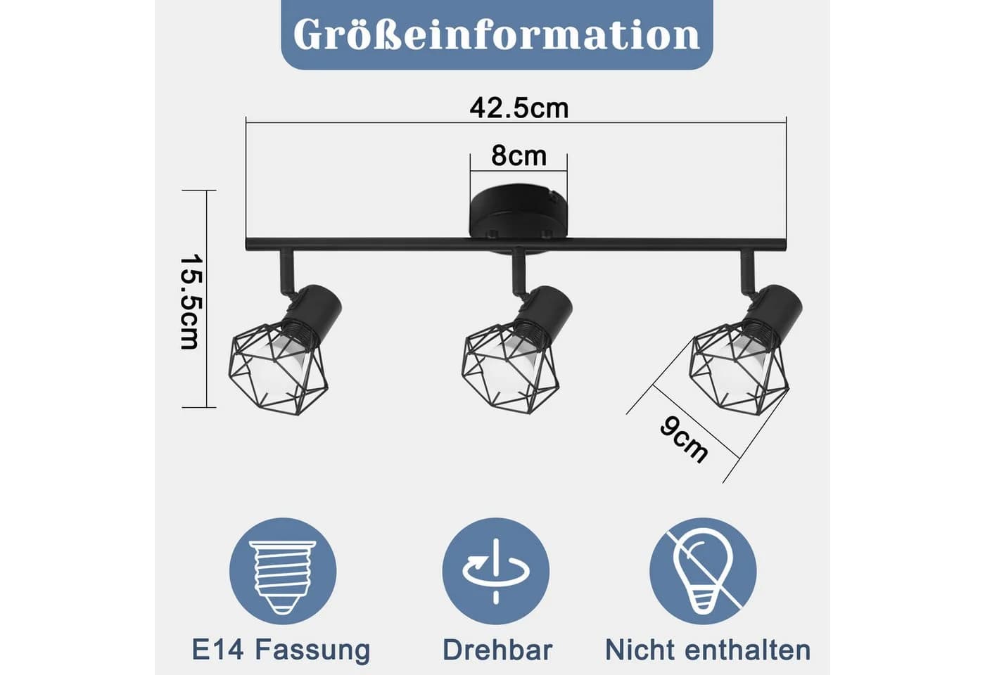 ZMH LED Deckenstrahler 3 Flammig Deckenspots - Weiß/Schwarz Retro Deckenlampe 350° - Bild 5