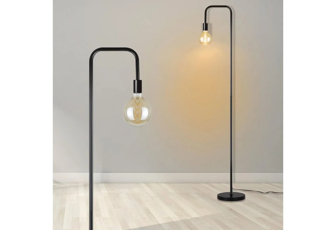 ZMH Stehlampe Schwarz Retro Industrial Lampe E27 mit Fußschalter - Bild 2