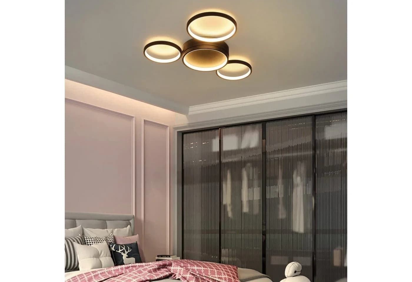 ZMH LED Deckenleuchte 4 Ringe Design Schwarz Warmweiß - Bild 3