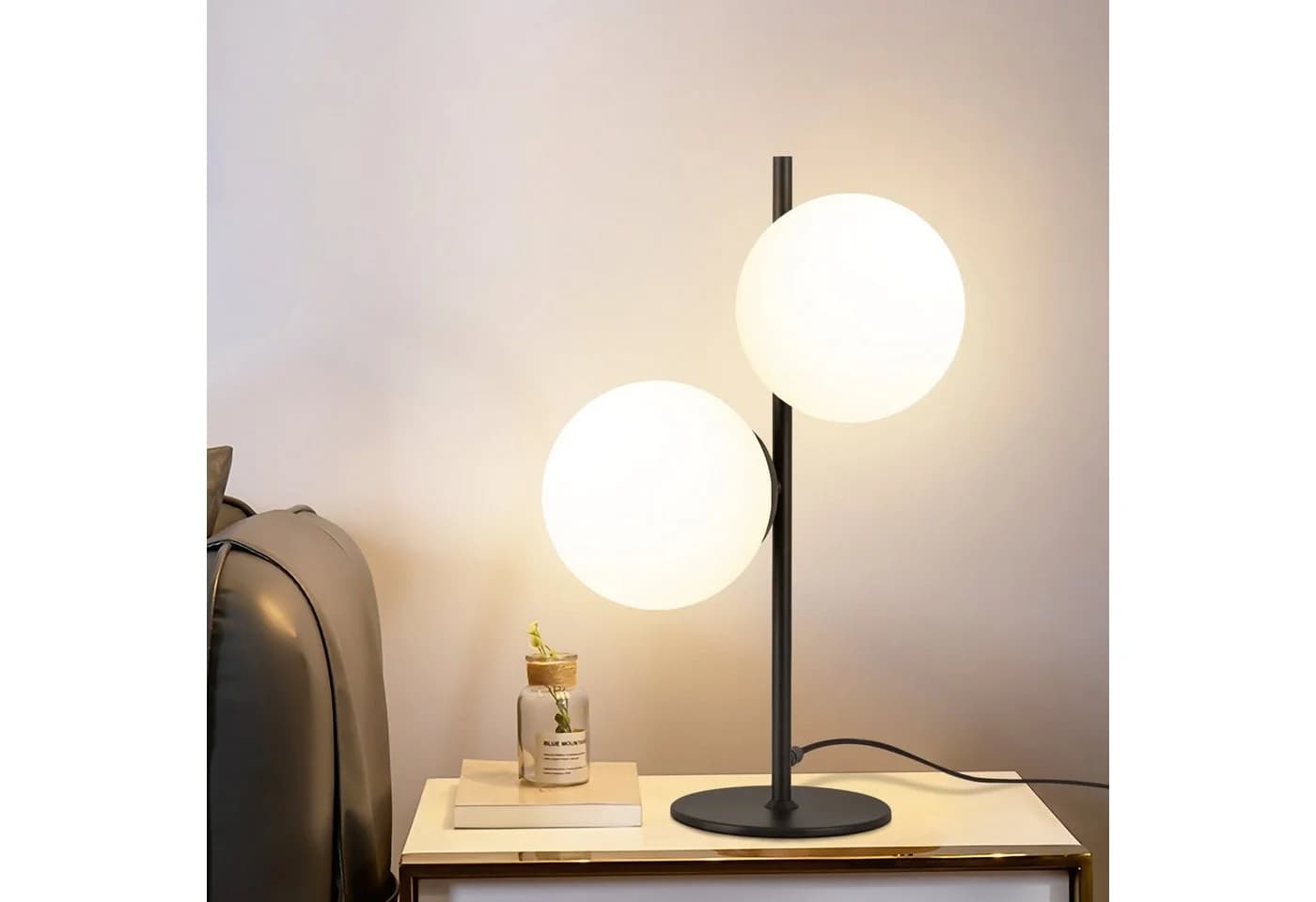 ZMH Tischleuchte Nachttischlampe Vintage Schwarz/Gold 2-flammig