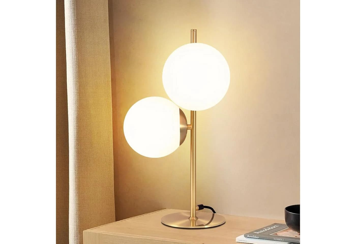 ZMH Tischleuchte Schwarz/Gold Industrial Nachttischlampe E27 1,5M Kabel - Bild 2