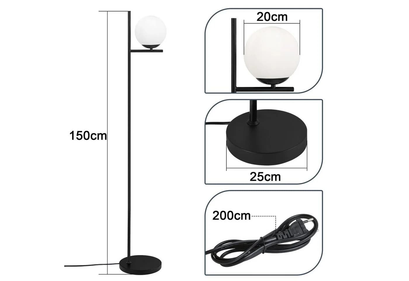 ZMH Stehlampe Industrial E27 Schwarz/Gold mit Fußschalter