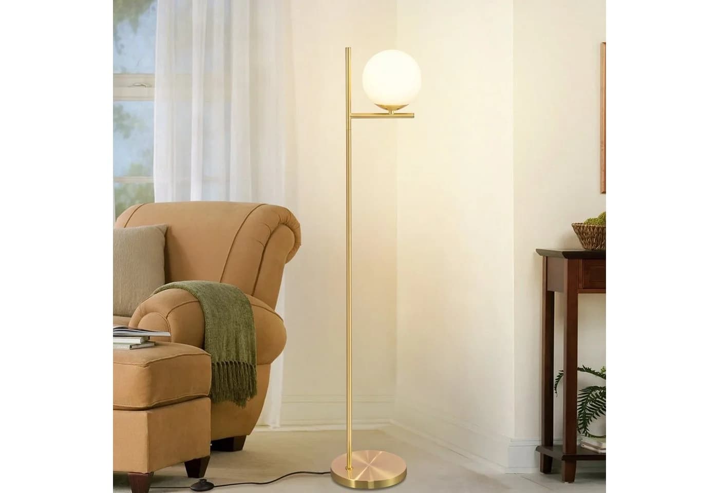 ZMH Stehlampe Wohnzimmer 1Flammig Metall Industrial Stehleuchte mit Fußschalter - Bild 3