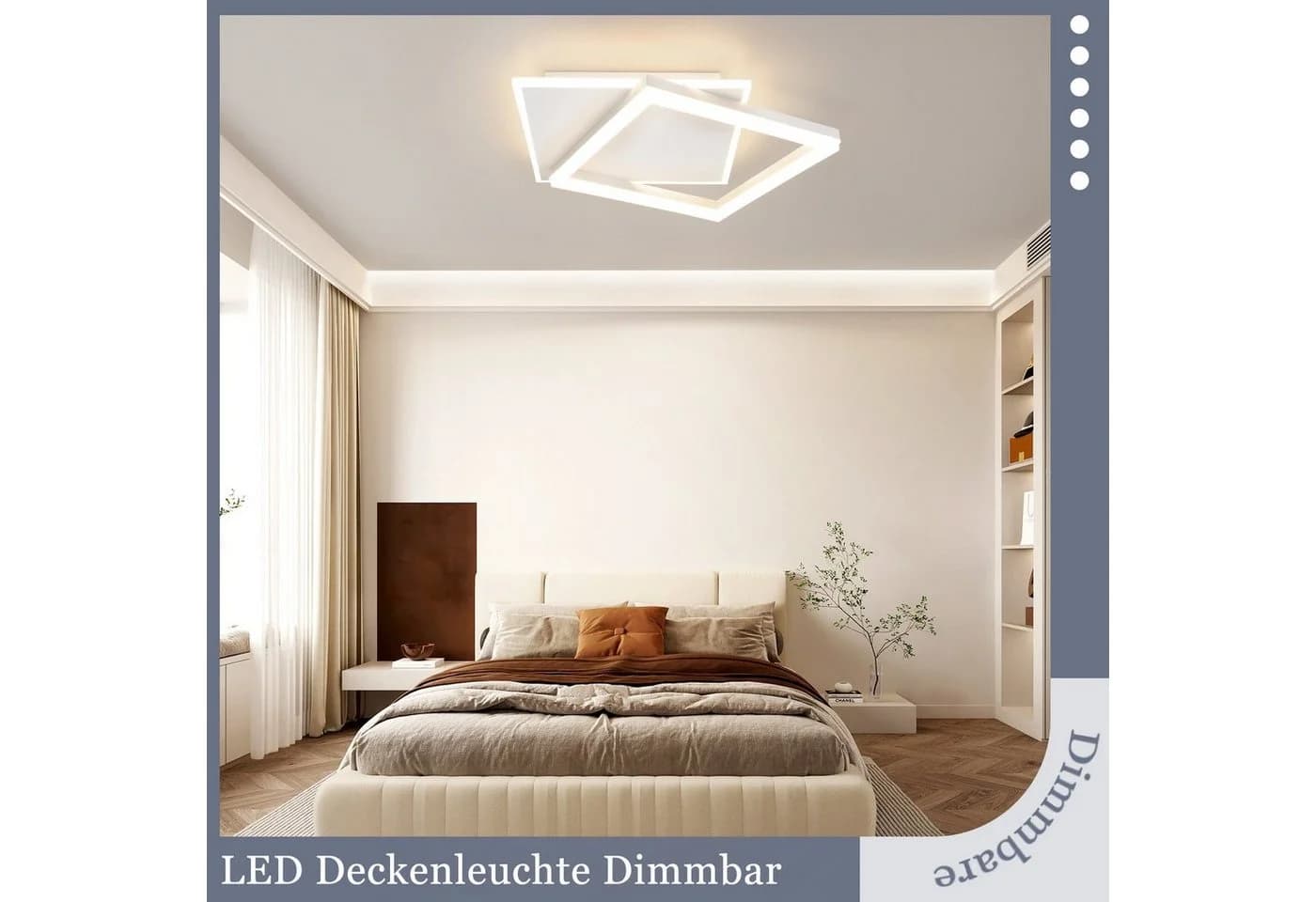 ZMH LED Deckenleuchte Dimmbar Schwarz mit Fernbedienung