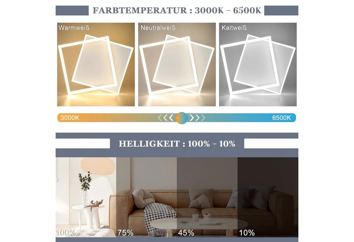 ZMH LED Deckenleuchte Dimmbar Schwarz mit Fernbedienung - Bild 4