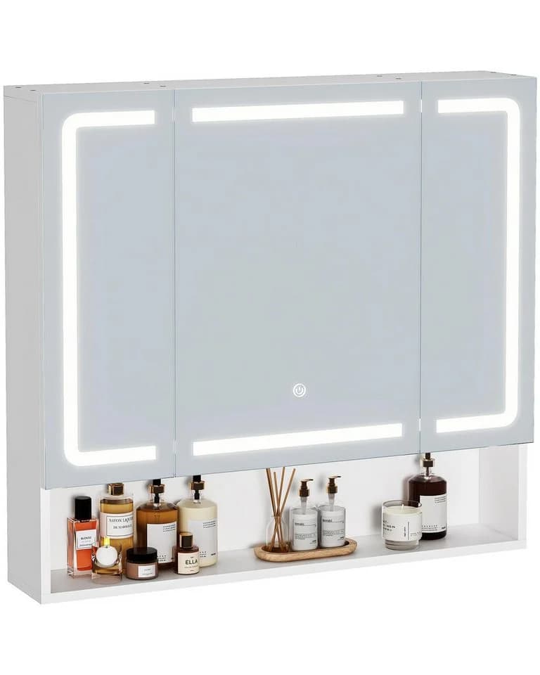 MSMASK Badezimmerspiegelschrank 3-türig LED Weiß - Bild 3