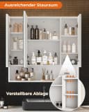 MSMASK Badezimmerspiegelschrank 3-türig LED Weiß Bild 5