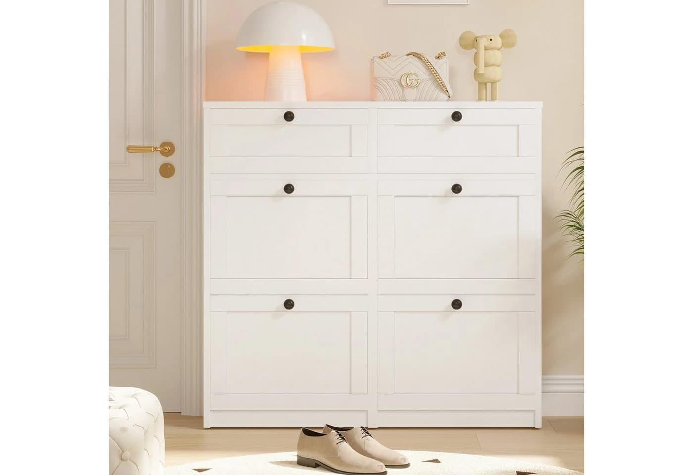 VOWNER Schuhschrank 4 Klappen Weiß Einstellbarer Schuhregal - Bild 4
