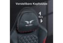 BRTHORY Gaming-Stuhl Verstellbare Kopfstütze Wippfunktion 135° Schwarz Rot Bild 5