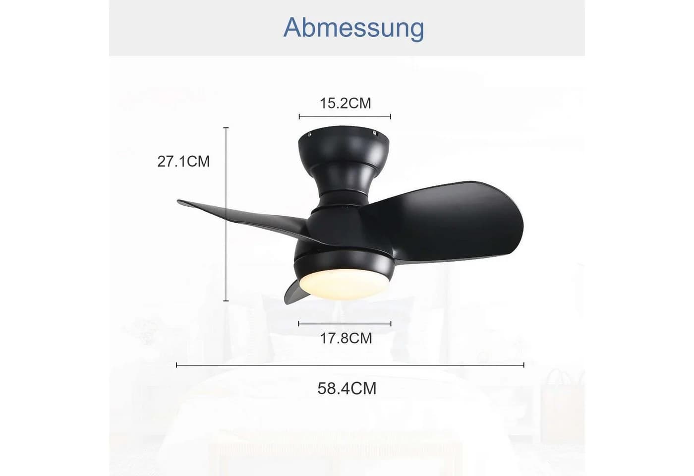 Sofucor Deckenventilator mit LED-Licht & Fernbedienung Schwarz