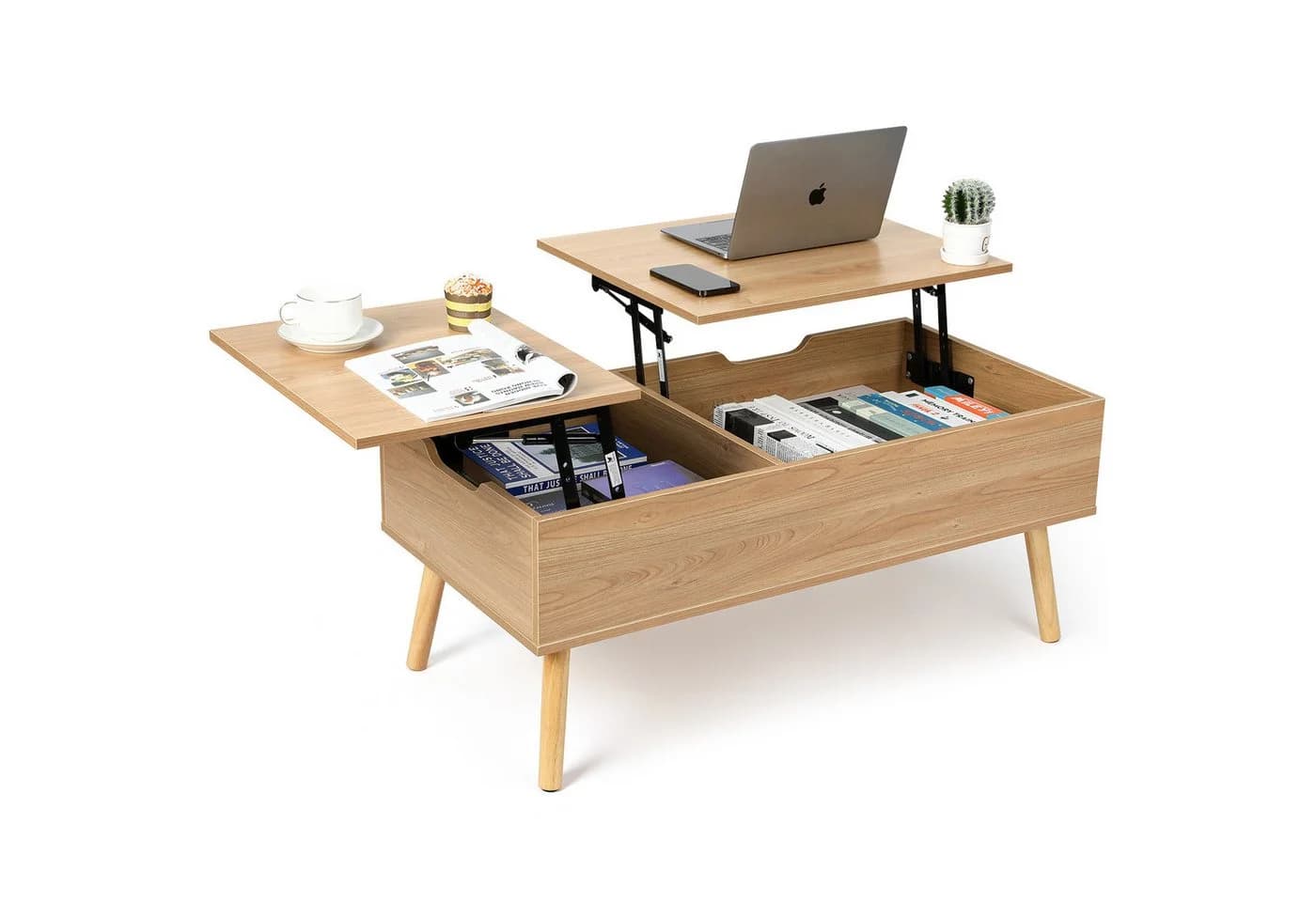 VOWNER Couchtisch Höhenverstellbarer Wohnzimmertisch Beige - Bild 2