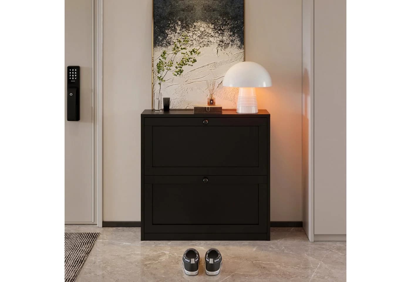 VOWNER Schuhschrank mit 2 Klappen, Schuhregal Schmal 80 x 24 x 80 cm - Bild 4