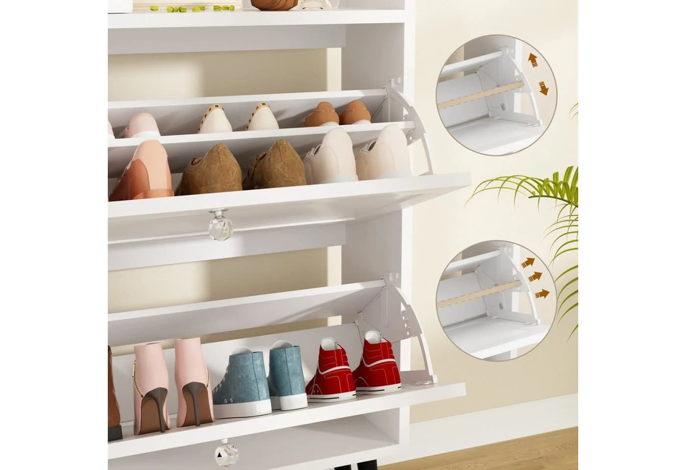 VOWNER Schuhschrank mit 2 Klappen Weiß Flip-Design - Bild 4