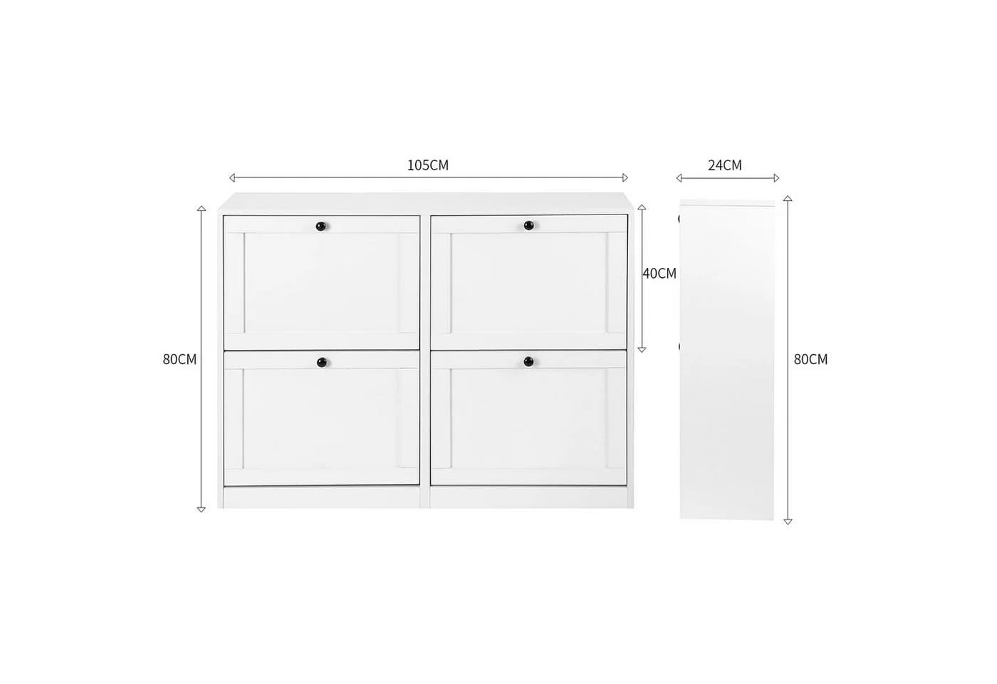 VOWNER Schuhschrank 4 Klappen 8 Fächer Weiß - Bild 3