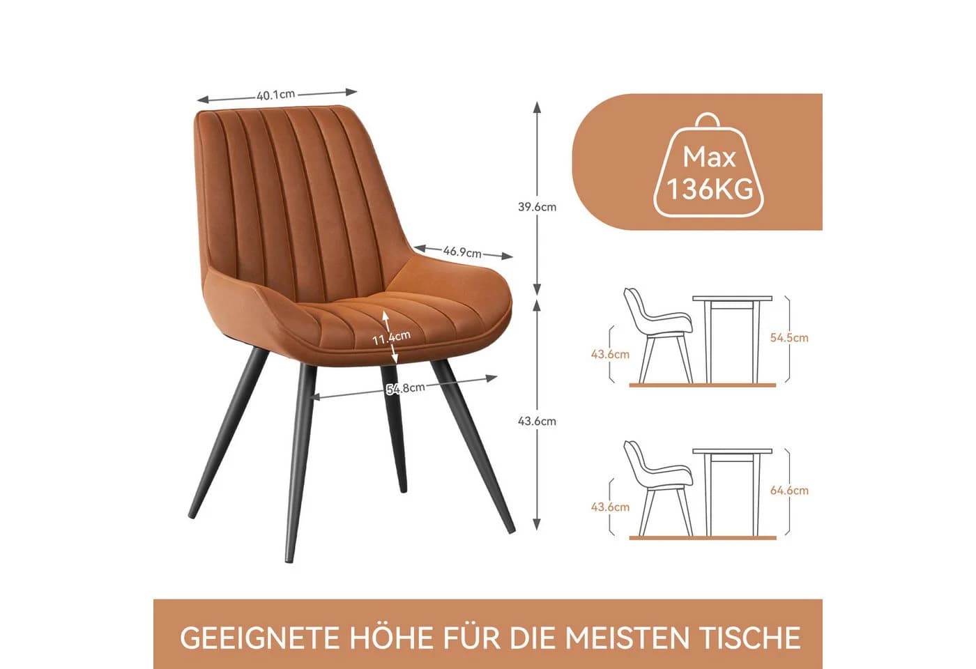 HawthyHome Esszimmerstuhl-Set 4er Beige Ergonomisch Metallbeine