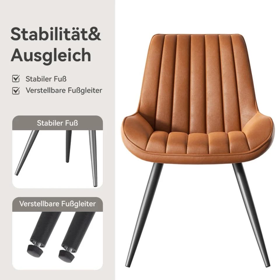 HawthyHome Esszimmerstuhl-Set 4er Beige Ergonomisch Metallbeine - Bild 4