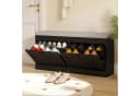 VOWNER Schuhschrank 2 Klappen Sitzbank Schwarz 106x32x52 cm Bild 3