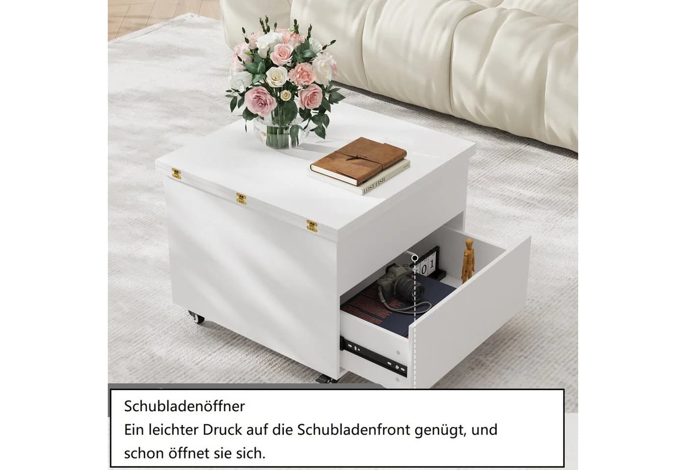 VOWNER Couchtisch Höhenverstellbar 3-in-1 Multifunktions Wohnzimmer-Esstisch Schwarz - Bild 3