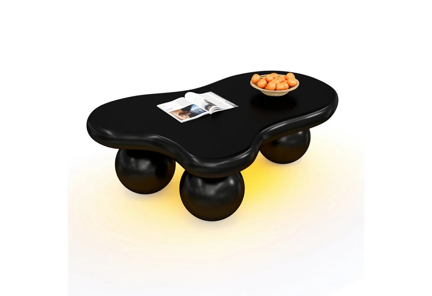 Ulife Couchtisch Wohnzimmertisch Wolkenform LED-Beleuchtung 16 Farben Schwarz - Bild 3