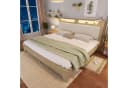 Ulife Holzbett Doppelbett mit Stauraum-Kopfteil und LED-Beleuchtung Beige Bild 4