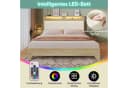 Ulife Holzbett Doppelbett mit Stauraum-Kopfteil und LED-Beleuchtung Beige Bild 5