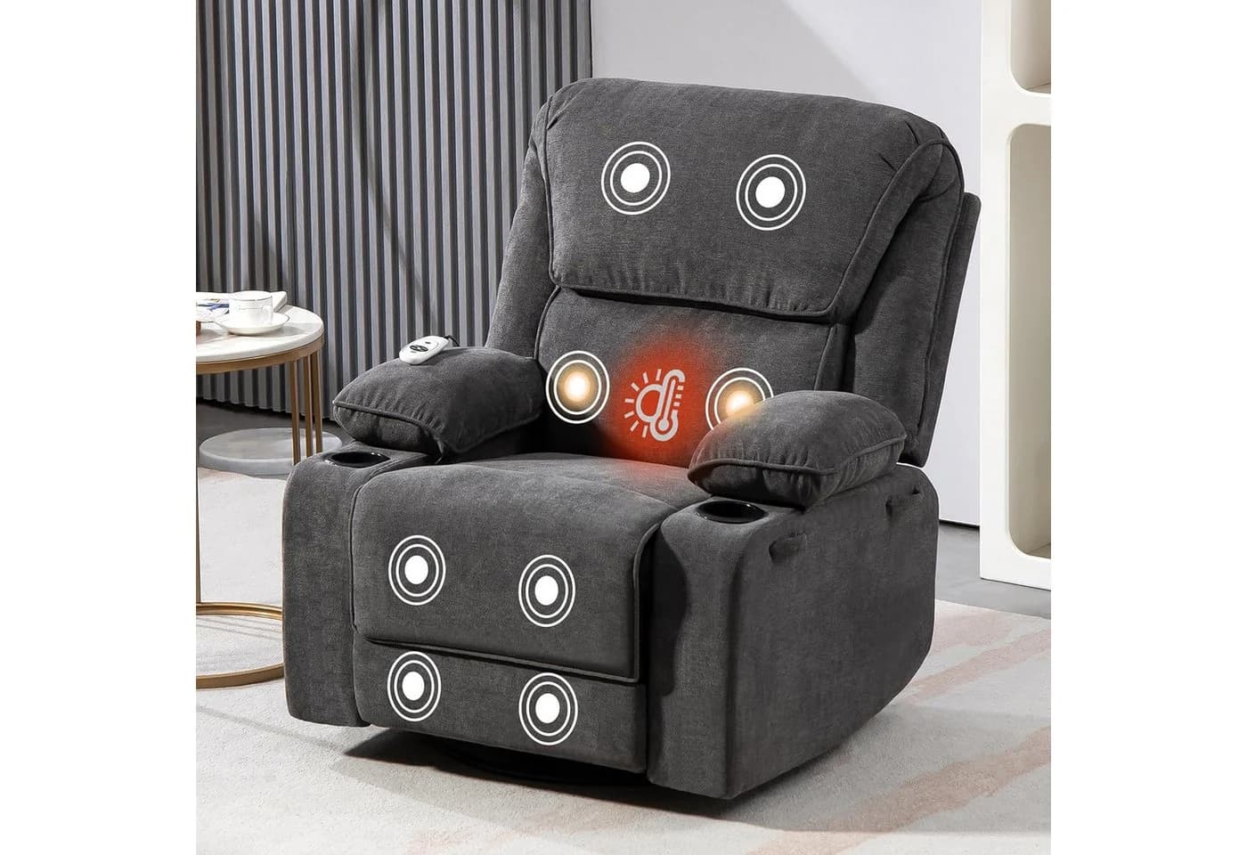 BRTHORY Massagesessel Relaxsessel mit Massagefunktion, Fernsehsessel, 360°drehbar - Bild 2