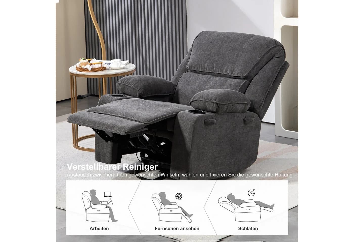 BRTHORY Massagesessel Relaxsessel mit Massagefunktion, Fernsehsessel, 360°drehbar - Bild 5