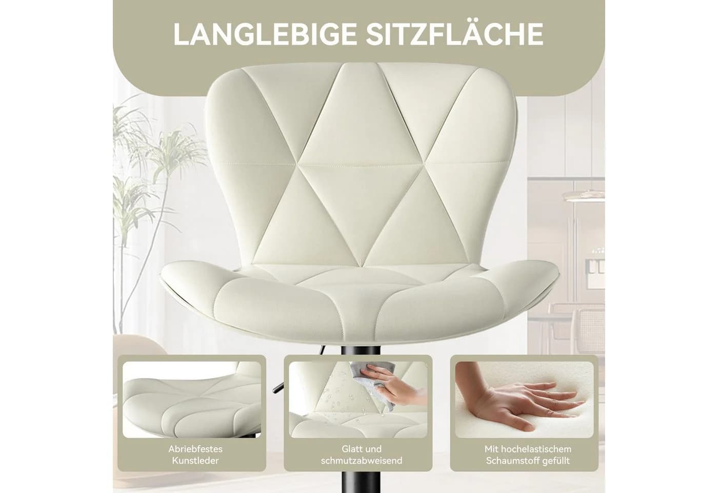 HawthyHome Barhocker 2er Set Höhenverstellbar Grau Kunstleder - Bild 3
