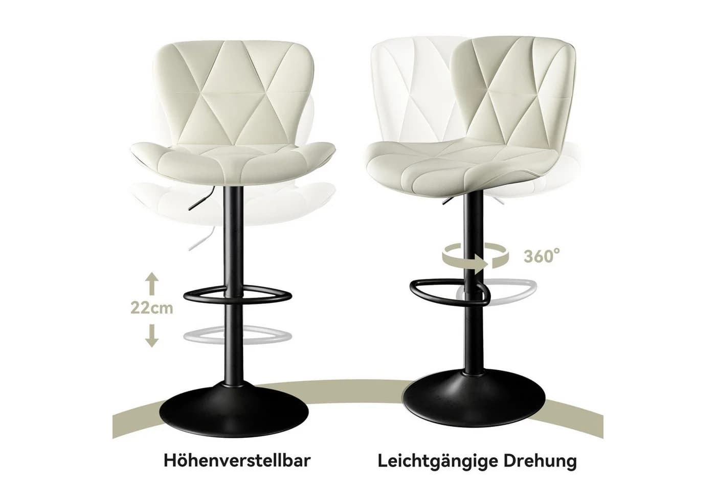 HawthyHome Barhocker 2er Set Höhenverstellbar Grau Kunstleder - Bild 4