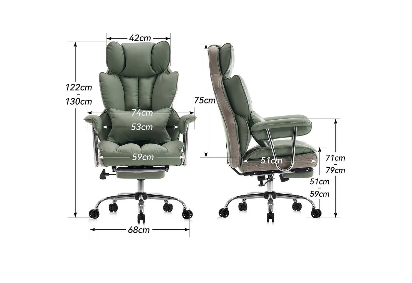 EFOMAO Chefsessel Ergonomischer Executive Grün PU-Kunstleder Bürodrehstuhl - Bild 3