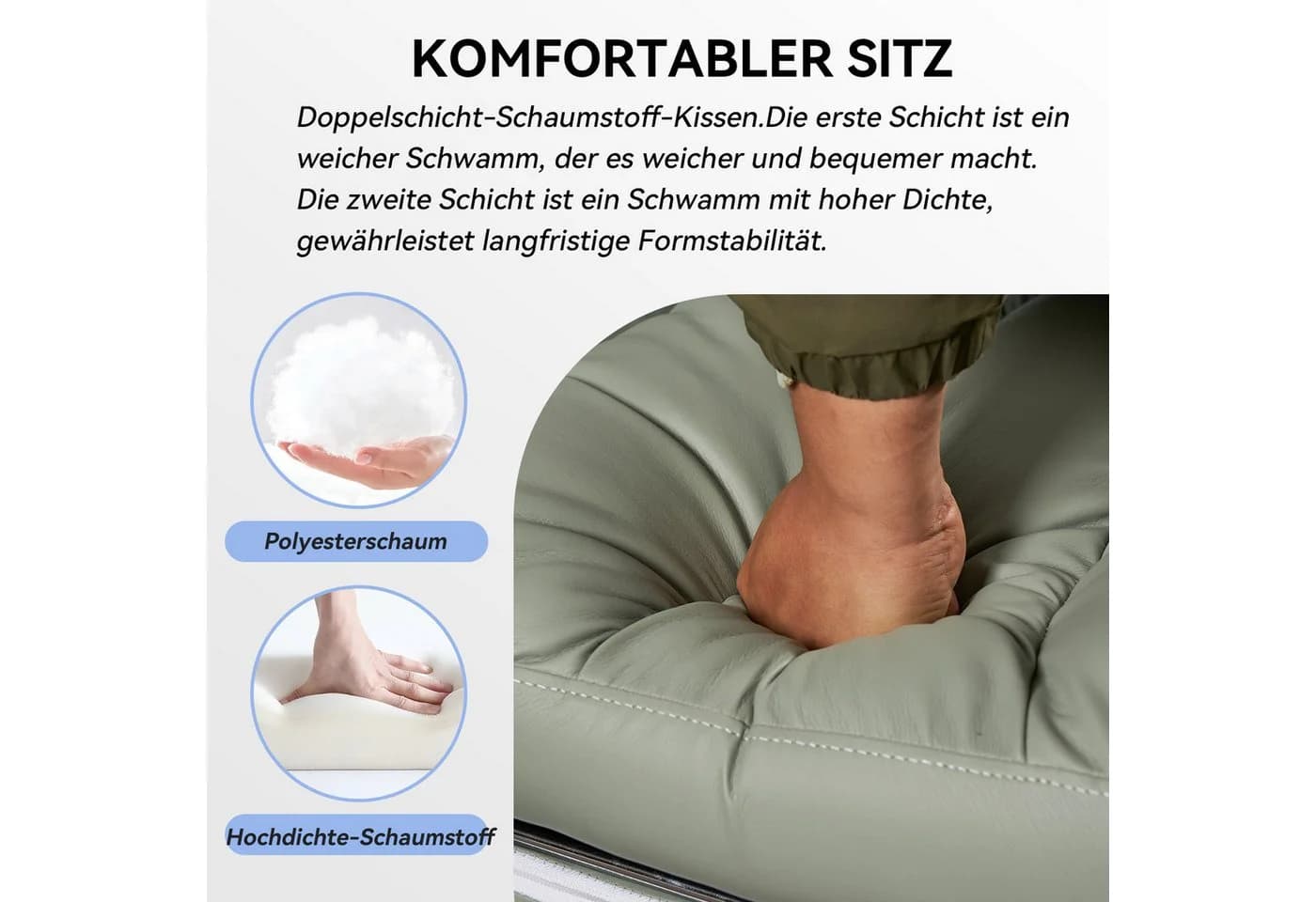 EFOMAO Chefsessel Ergonomischer Executive Grün PU-Kunstleder Bürodrehstuhl - Bild 5