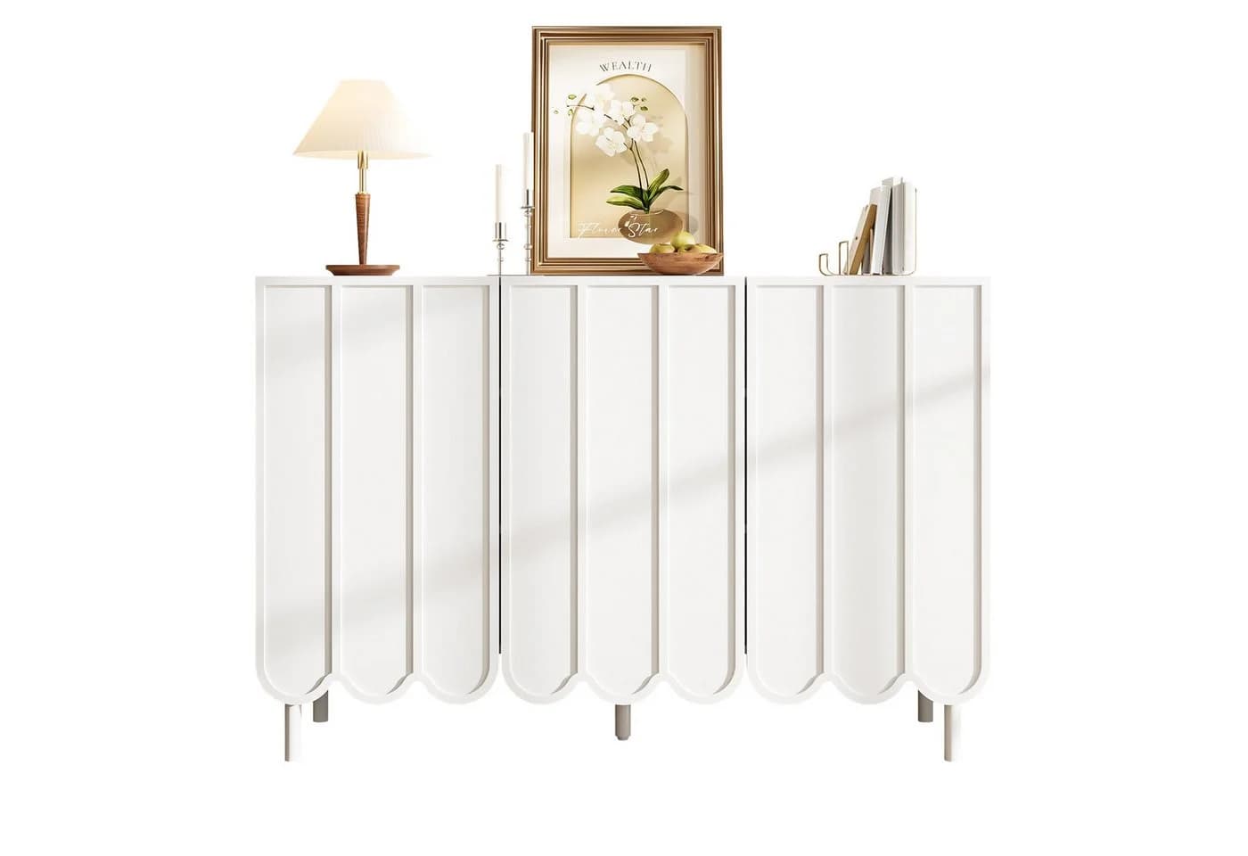 Ulife Sideboard Kommode 120x35x80 cm Weiß - Bild 3
