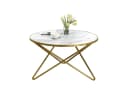 HOLTICO Runder Couchtisch mit Marmormuster Glas Metall Bild 2