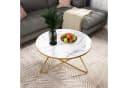 HOLTICO Runder Couchtisch mit Marmormuster Glas Metall Bild 3