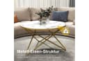 HOLTICO Runder Couchtisch mit Marmormuster Glas Metall Bild 4
