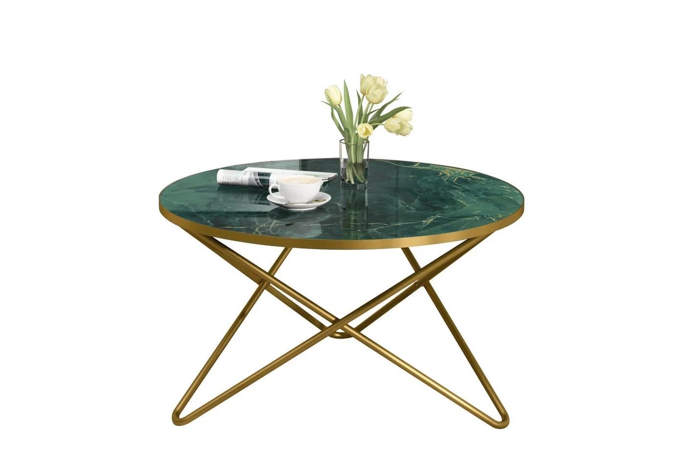 HOLTICO Couchtisch Rund 80 cm Pflanzentisch Outdoor Marmormuster - Bild 2
