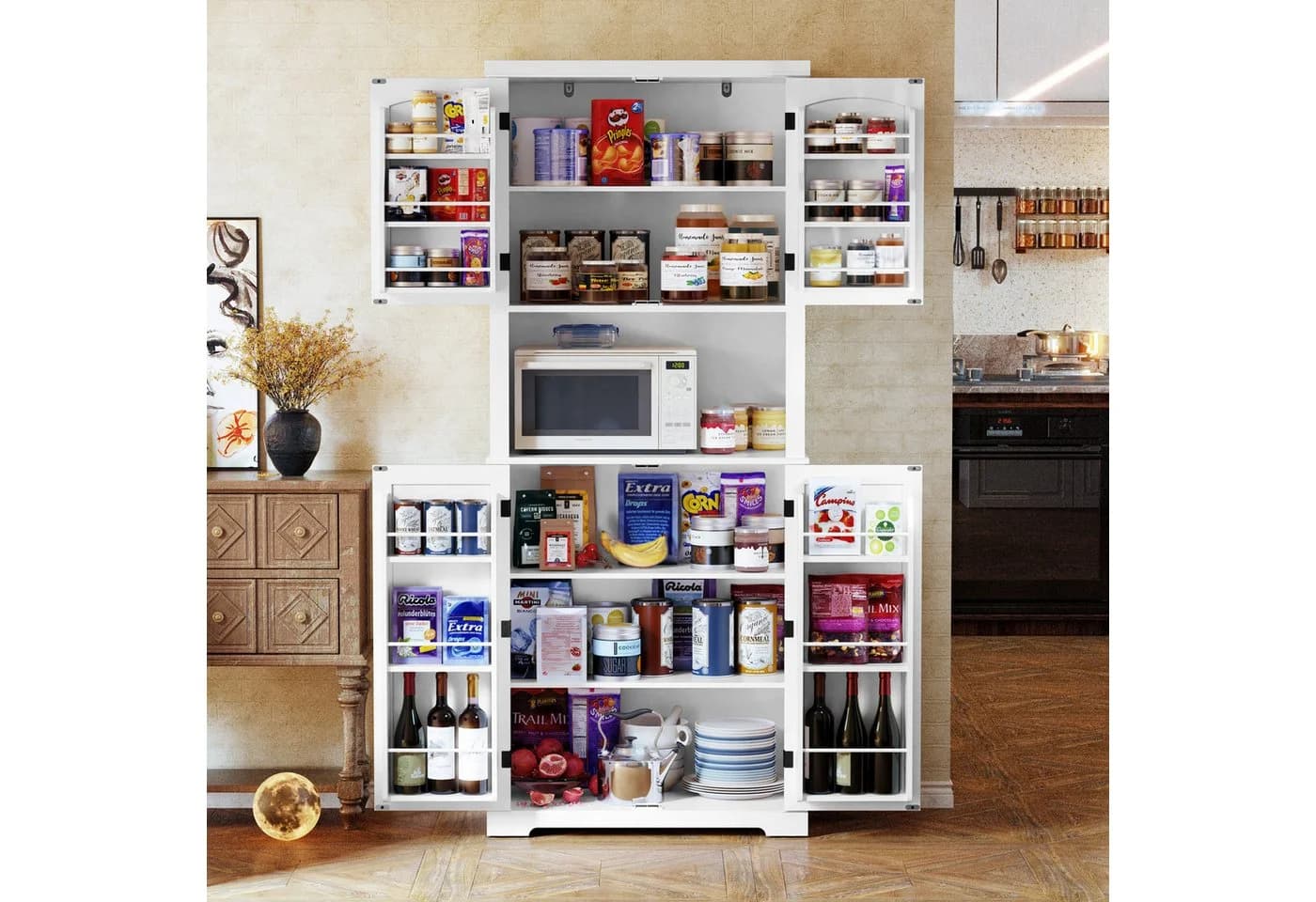 HOLTICO Hochschrank Küchenschrank mit Arbeitsplatte, Buffetschrank, Esszimmerschrank 183cm - Bild 2