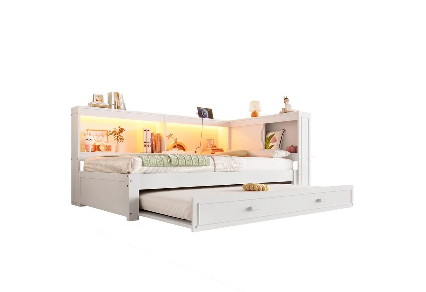 Ulife Daybett mit ausziehbarem Bett LED Weiß