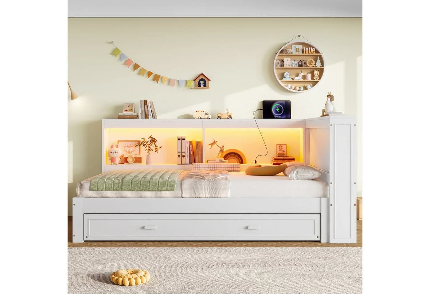 Ulife Daybett mit ausziehbarem Bett LED Weiß - Bild 4