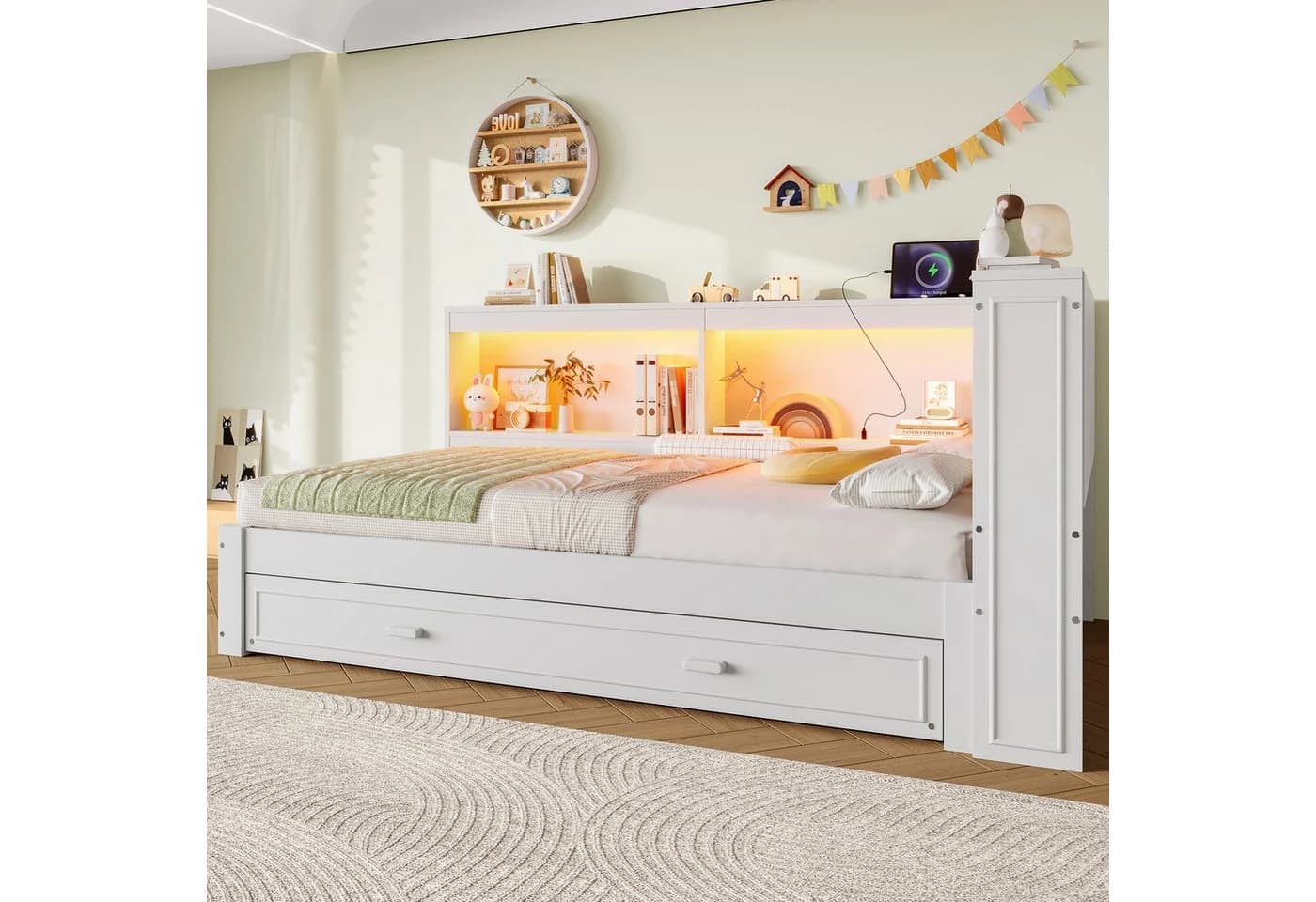 Ulife Daybett mit ausziehbarem Bett LED Weiß - Bild 5