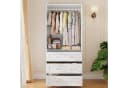 VOWNER Kleiderschrank mit Spiegel 2 Türen 3 Schubladen Weiß Bild 3